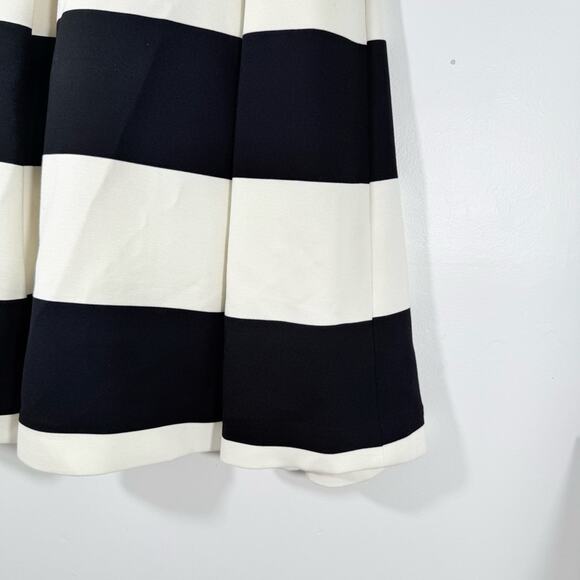 Nicholas Black White Stripe High Rise A Line Pleated Knee Length Skirt Size 2 - Picture 4 of 12